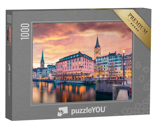 Puzzle 1000 Teile „Kirche Fraumünster in der Altstadt von Zürich, Schweiz“