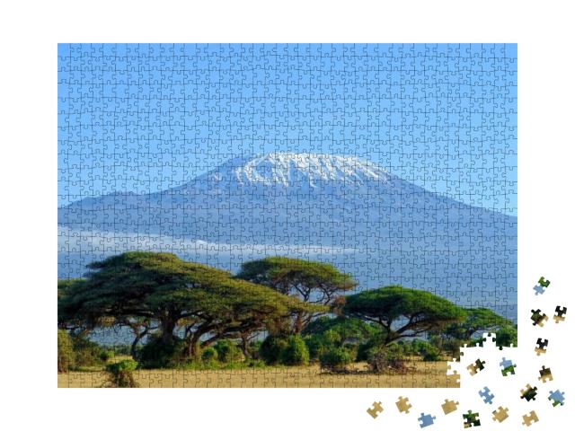 Puzzle 1000 Teile „Schnee auf dem Gipfel des Kilimanjaro in Amboseli“