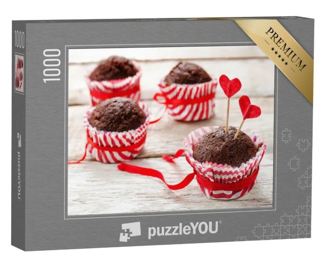 Puzzle 1000 Teile „Schokoladenmuffins zum Valentinstag“