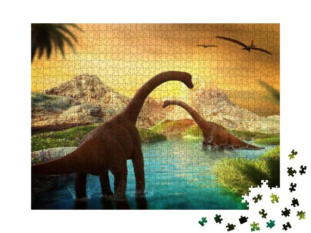 Puzzle 1000 Teile „Die Welt der Dinosaurier“