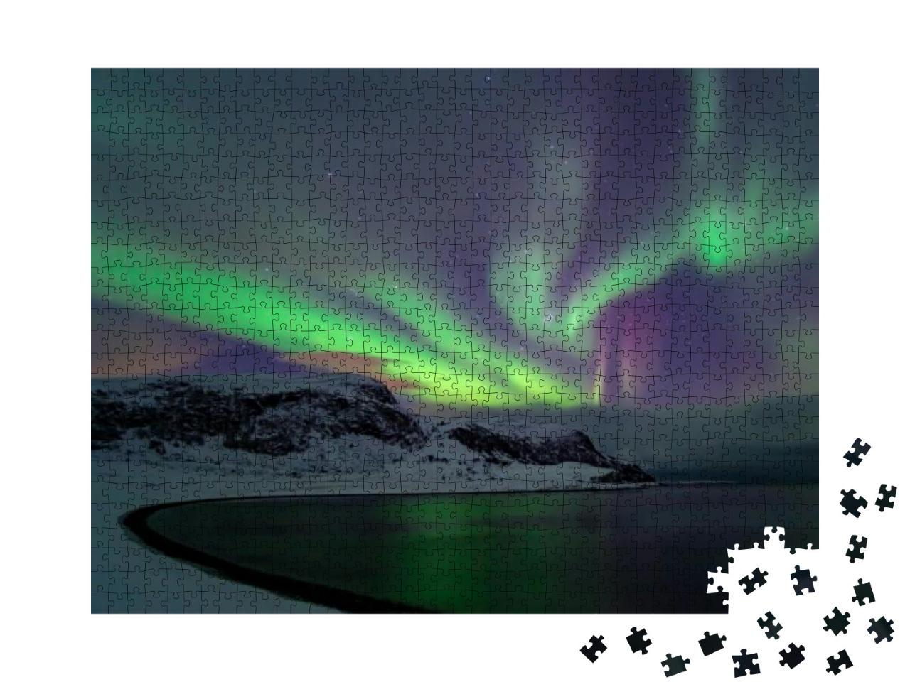 Puzzle 1000 Teile „Nordlicht Aurora Borealis am Nordkap“