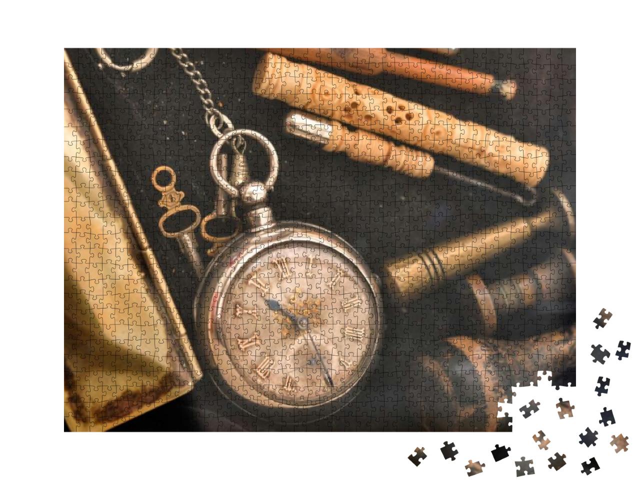 Puzzle 1000 Teile „Eine alte Taschenuhr“