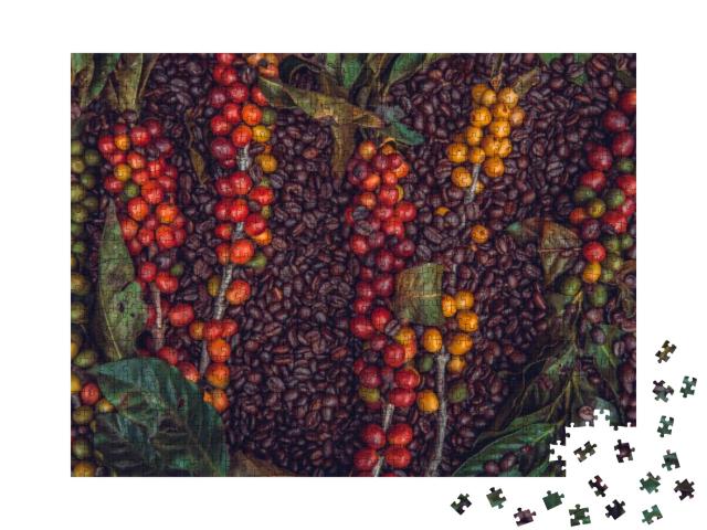 Puzzle 1000 Teile „Kaffeebohnen und Kaffeebeeren“