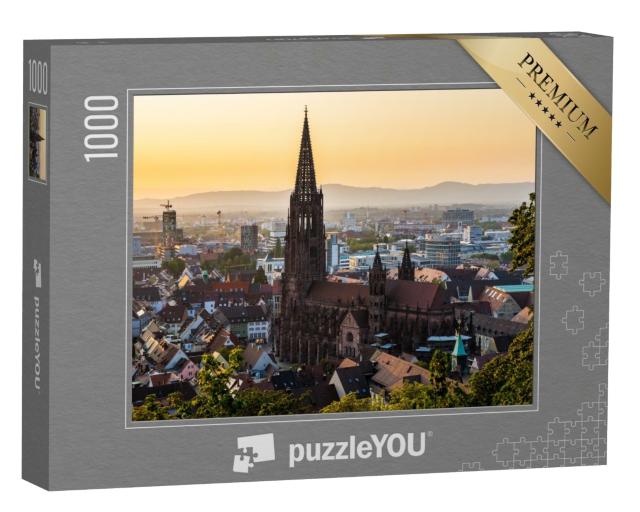 Puzzle 1000 Teile „Sonnenuntergang über Freiburg im Breisgau, Deutschland“