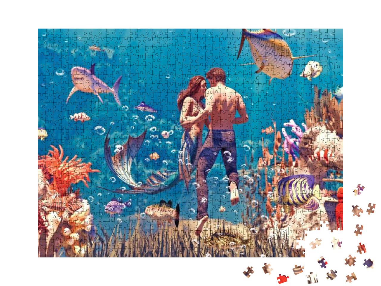 Puzzle 1000 Teile „Mann und Meerjungfrau - eine Liebesgeschichte“