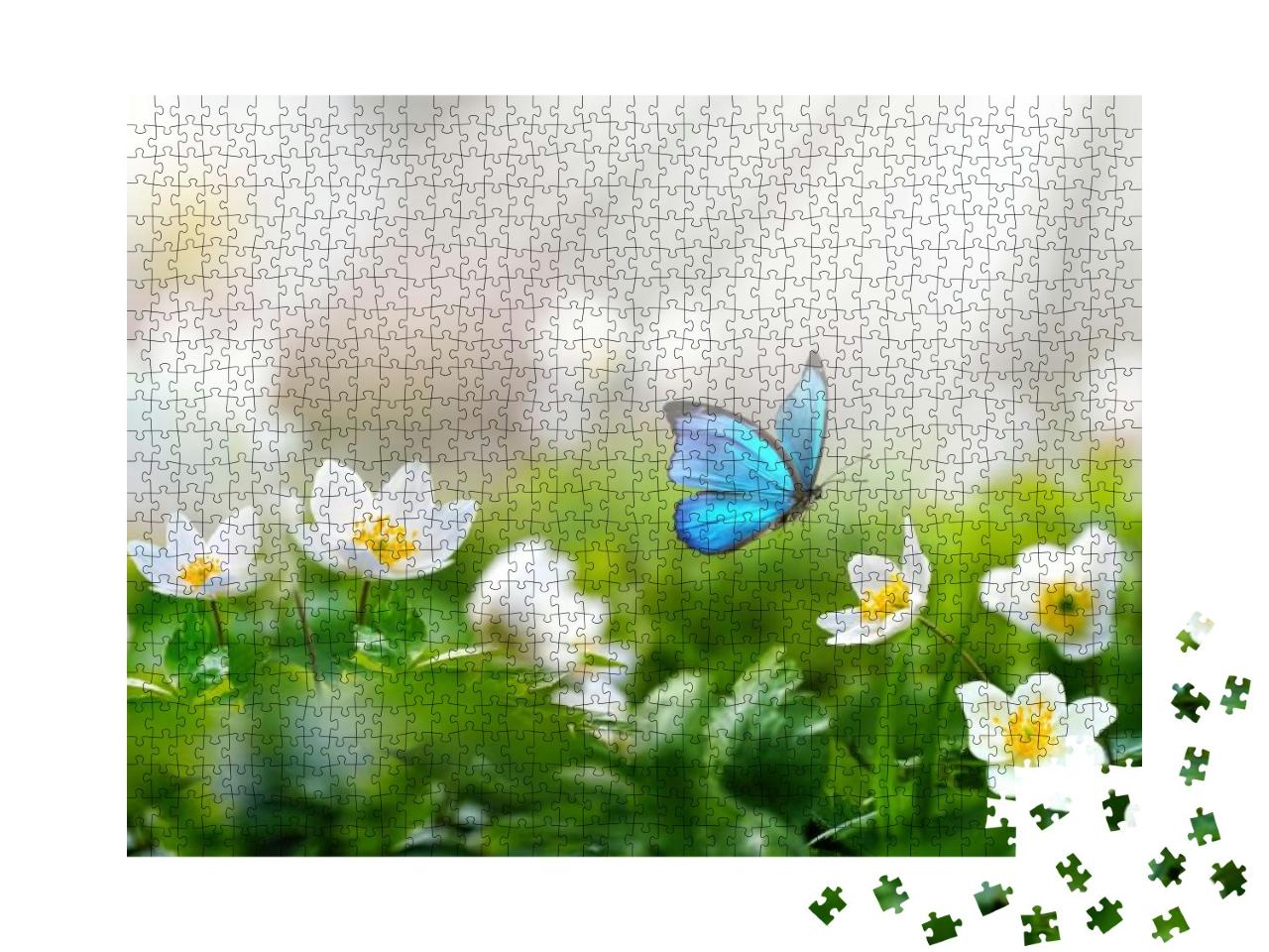 Puzzle 1000 Teile „Landeplatz für einen blauen Schmetterling“
