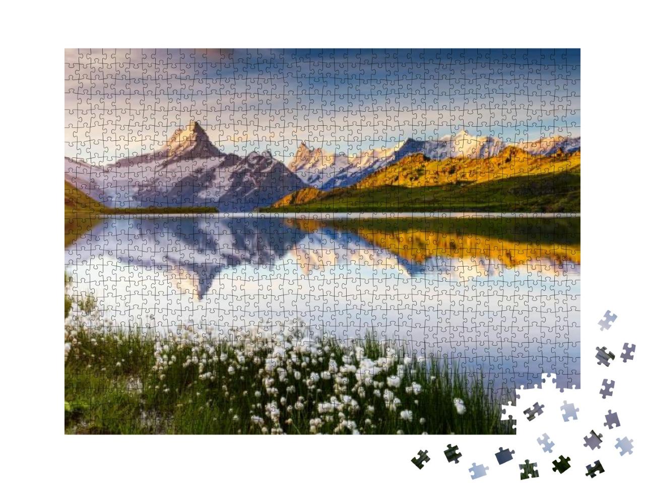 Puzzle 1000 Teile „Berner Bergkette oberhalb des Bachalpsee, Schweiz“