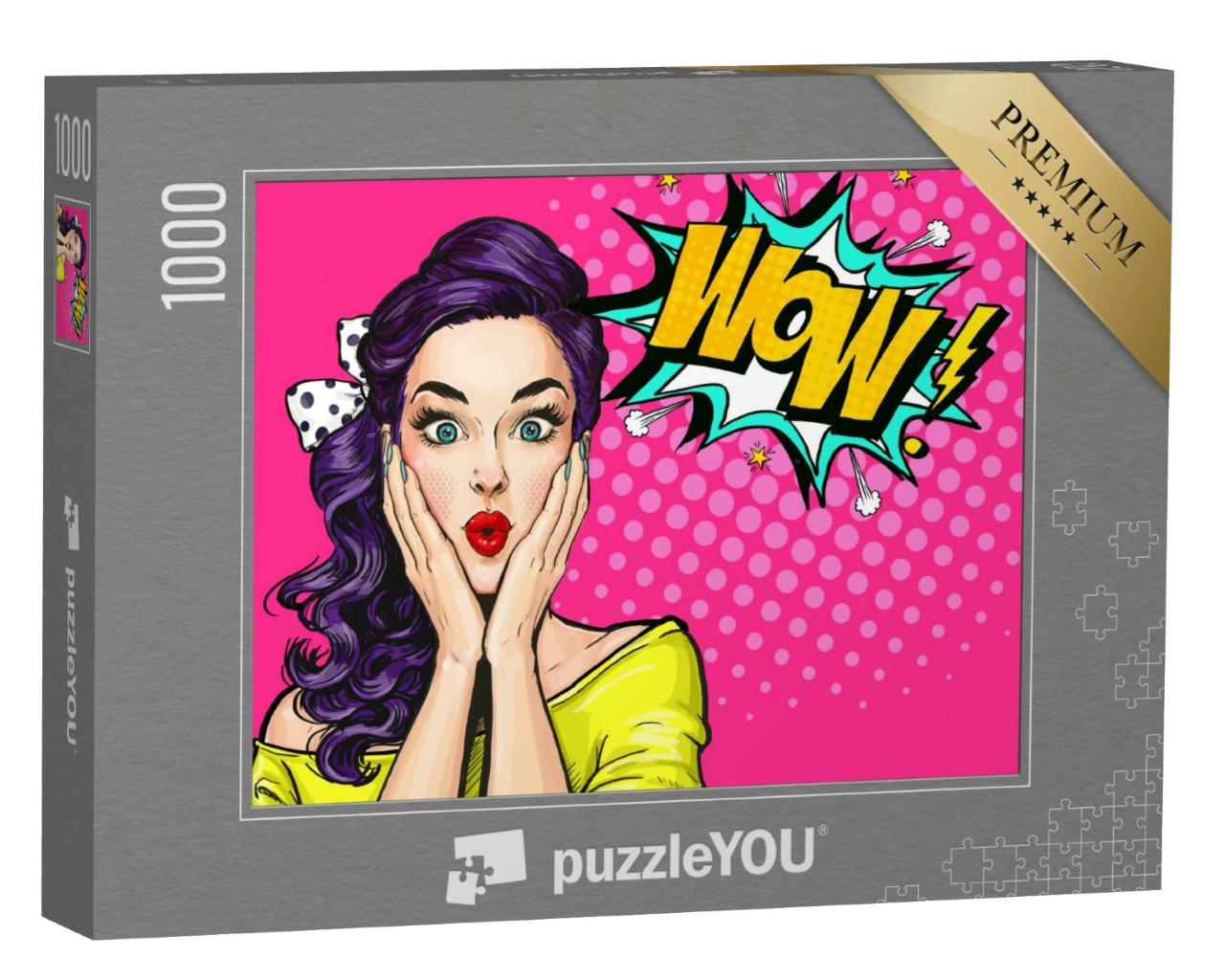 Puzzle 1000 Teile „Pop Art: Frau mit WOW-Gesicht“