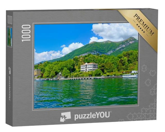 Puzzle 1000 Teile „Sonniges Panorama am Comer See mit Ausflugsboot“