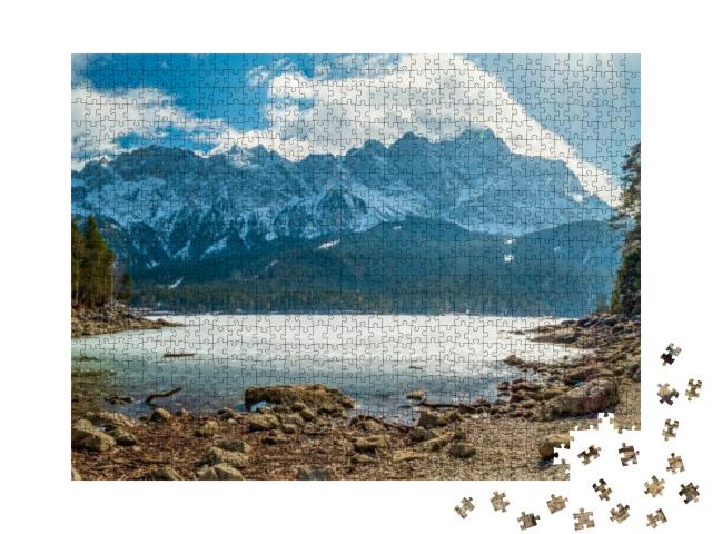 Puzzle 1000 Teile „Winterlicher Blick auf die Zugspitze, Deutschland“
