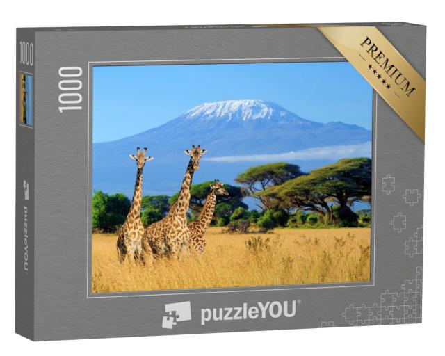 Puzzle 1000 Teile „Giraffen am Kilimandscharo, Bild aus dem Nationalpark in Kenia“
