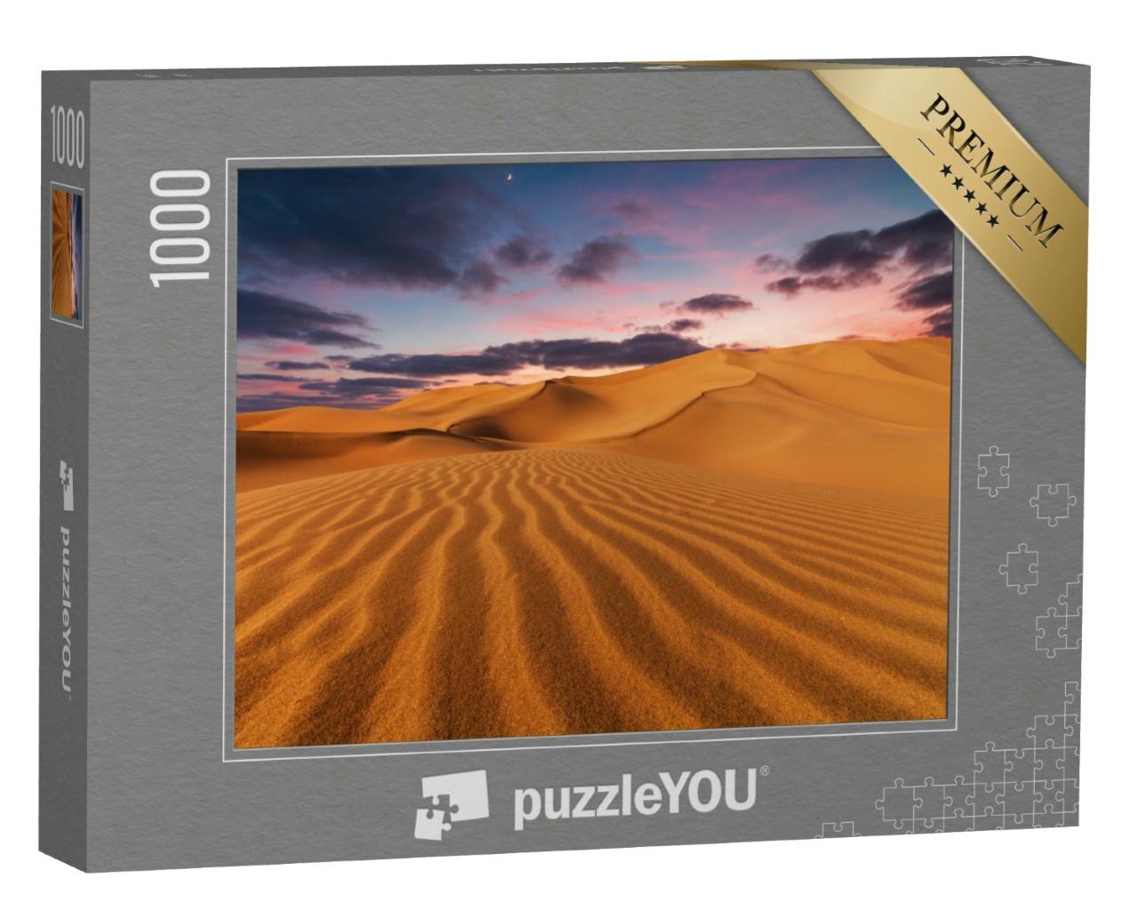 Puzzle 1000 Teile „Sonnenuntergang über den Sanddünen in der Wüste “