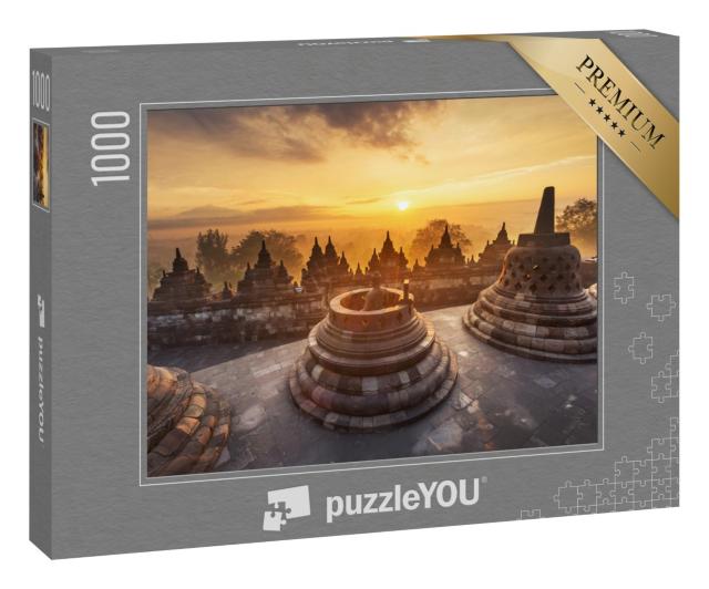 Puzzle 1000 Teile „Sonnenaufgang vom Borobudur aus gesehen“