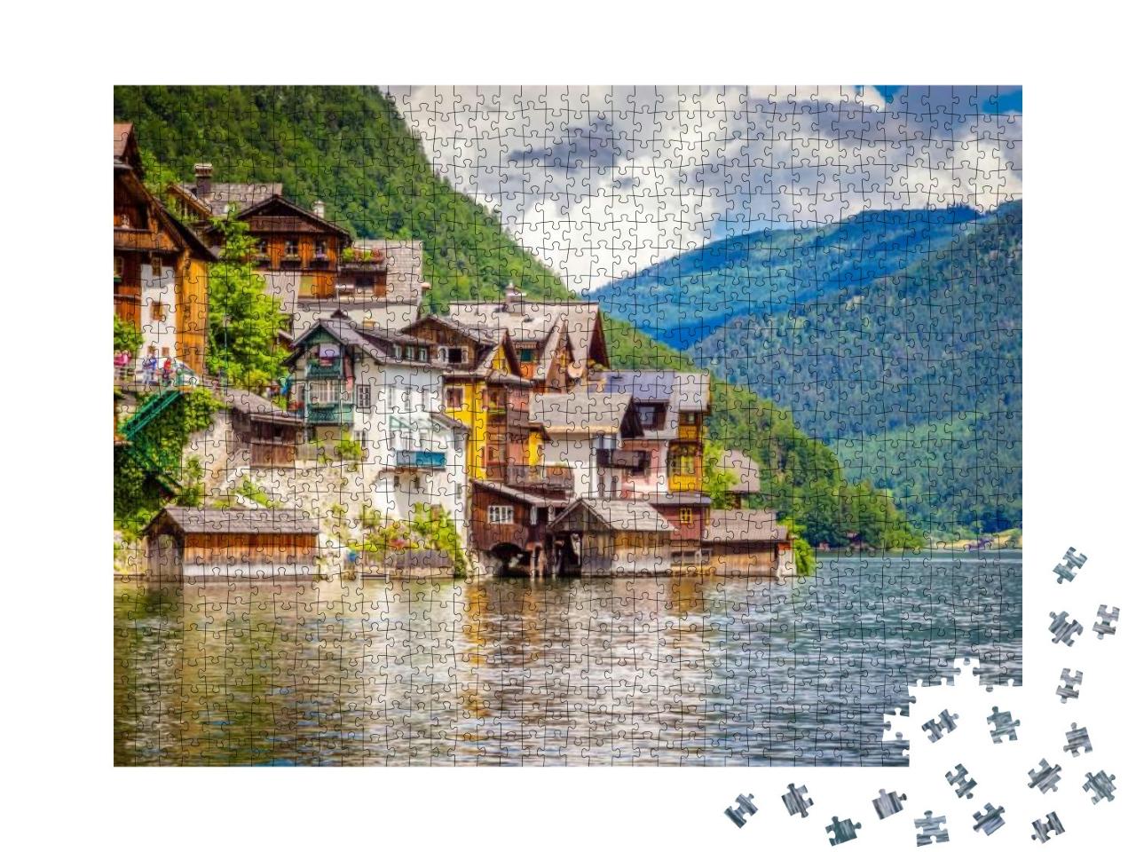 Puzzle 1000 Teile „Malerisches Dorf Hallstatt, Salzkammergut, Österreich“