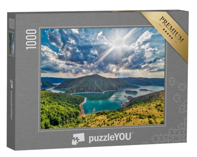 Puzzle 1000 Teile „Aussichtspunkt auf den See Uvac, Zlatar, Serbien“