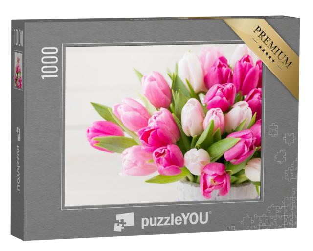 Puzzle 1000 Teile „Rosa Tulpen an Ostern“