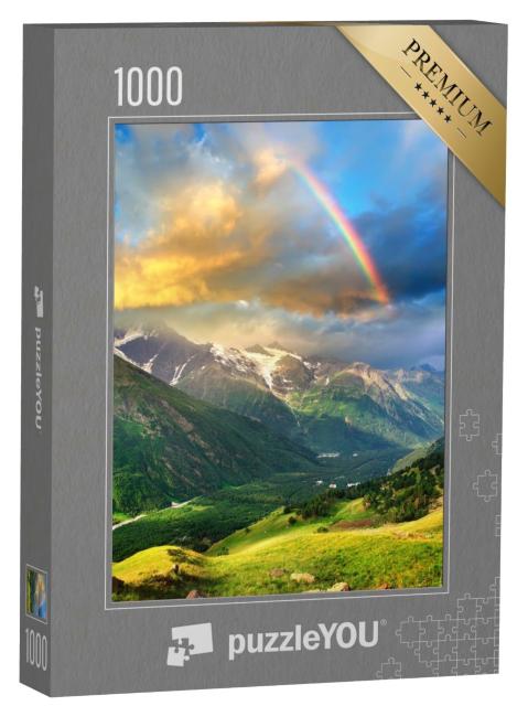 Puzzle 1000 Teile „Regenbogen über den Bergen“