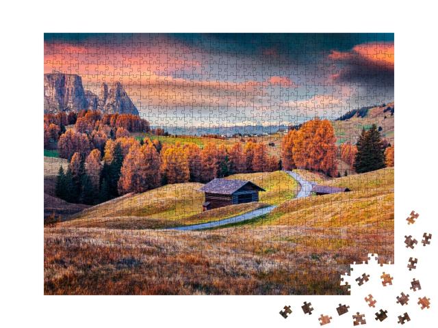 Puzzle 1000 Teile „Bergplateau Seiser Alm, Italien“