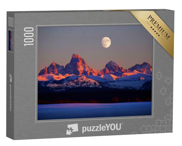 Puzzle 1000 Teile „Vollmond über den glühenden Alpen“