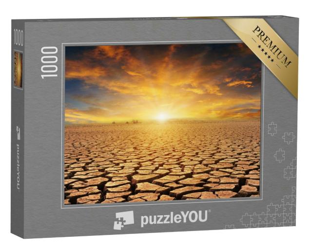 Puzzle 1000 Teile „Orangefarbener Sonnenuntergang über Steinwüste“