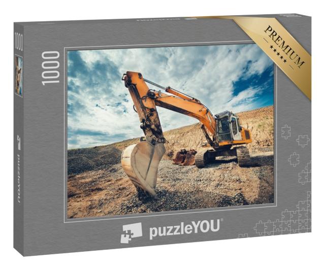 Puzzle 1000 Teile „Nahaufnahme eines Industriebaggers auf einer Baustelle“