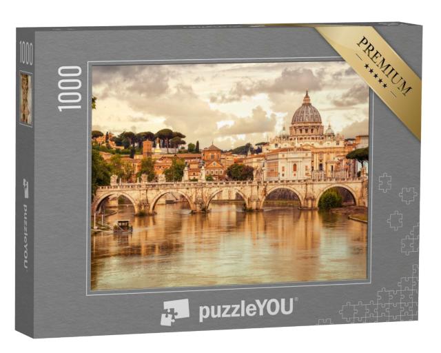 Puzzle 1000 Teile „Basilika St. Peter und Brücke Sant Angelo, Vatikanstadt, Rom, Italien“