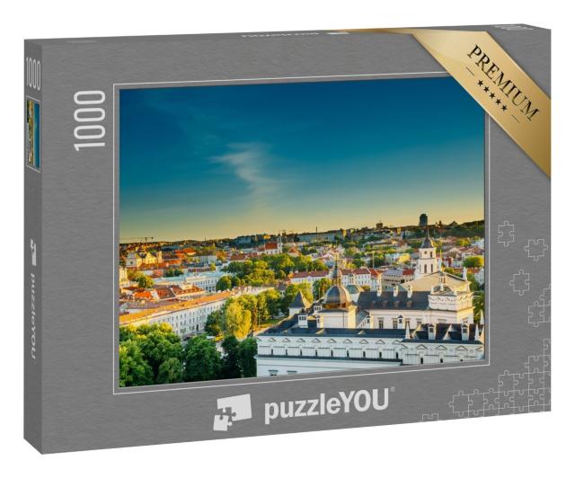 Puzzle 1000 Teile „Stadtbild von Vilnius am Abend im Sommer, Litauen“