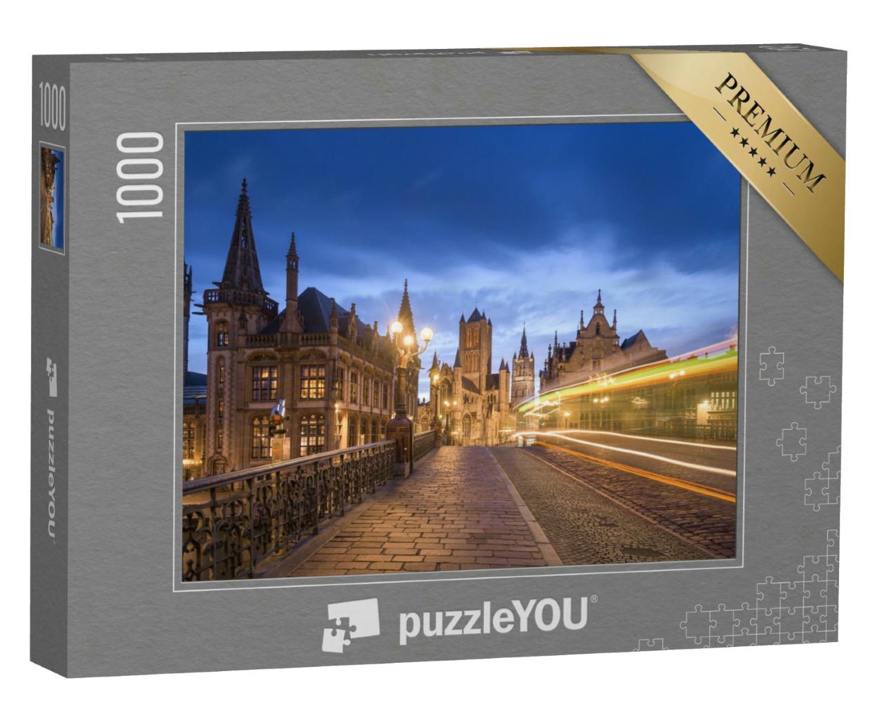 Puzzle 1000 Teile „St. Michael's Bridge in der Altstadt von Gent, Belgien“