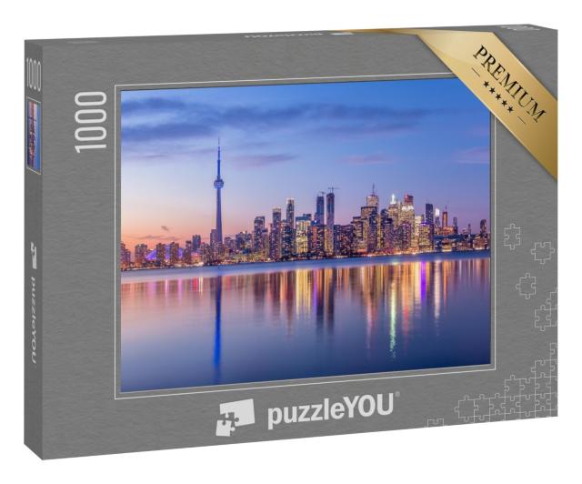 Puzzle 1000 Teile „Skyline von Toronto mit violettem Licht, Kanada“