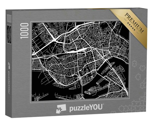 Puzzle 1000 Teile „Stadtplan von Rotterdam, Niederlande“