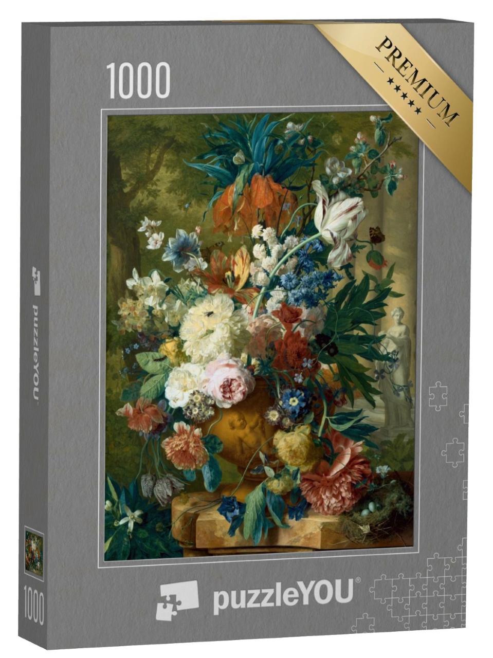 Puzzle 1000 Teile „Opulenter Strauß aus Tulpen und Rosen als Stillleben“