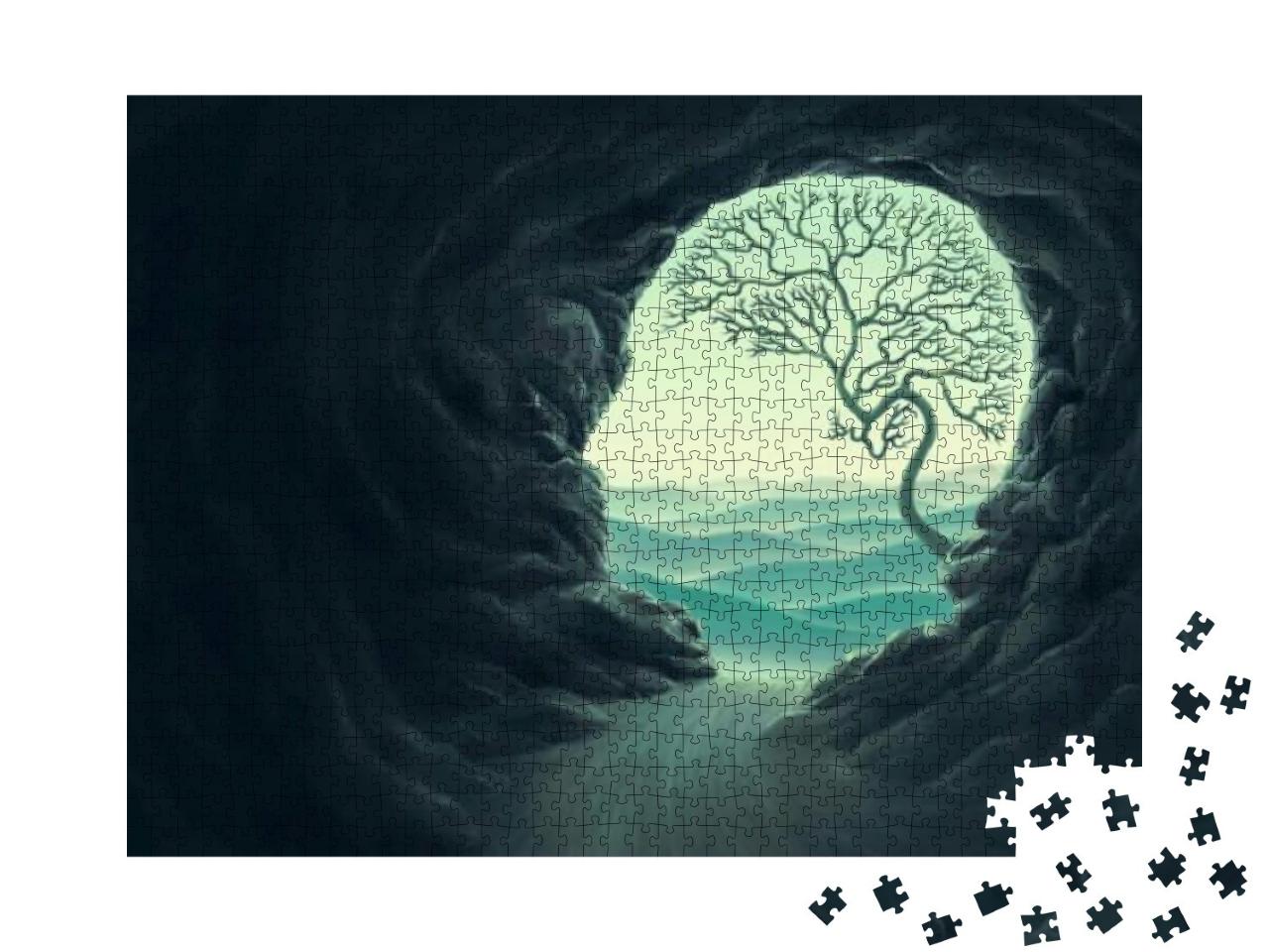 Puzzle 1000 Teile „Der Baum in der Felsöffnung oder das menschliche Gehirn“