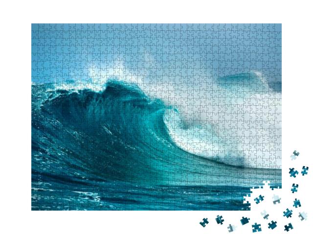 Puzzle 1000 Teile „Wellen im Ozean, eine spritzende Gischt“