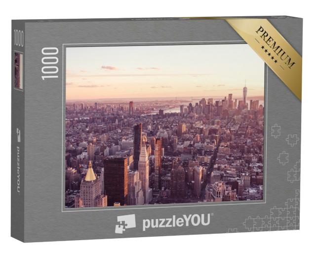 Puzzle 1000 Teile „Luftaufnahme bei Sonnenuntergang von Lower Manhattan, USA“