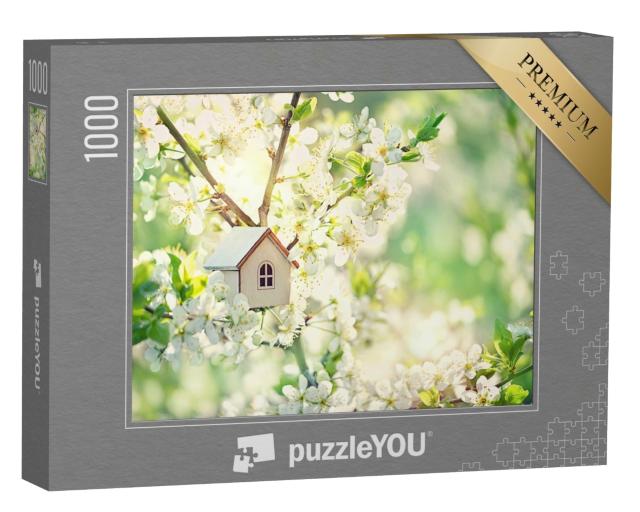 Puzzle 1000 Teile „Feenhäuschen im blühenden Kirschbaum“