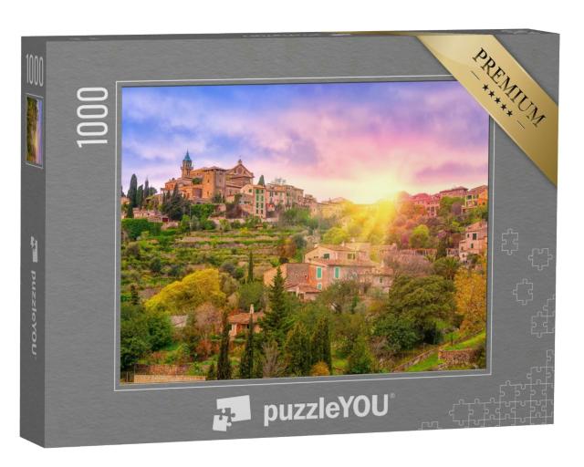 Puzzle 1000 Teile „Valdemossa-Tal auf Mallorca bei Sonnenaufgang, Spanien“