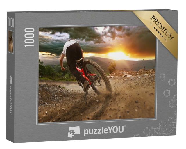 Puzzle 1000 Teile „Mountainbiker bei der Abfahrt“