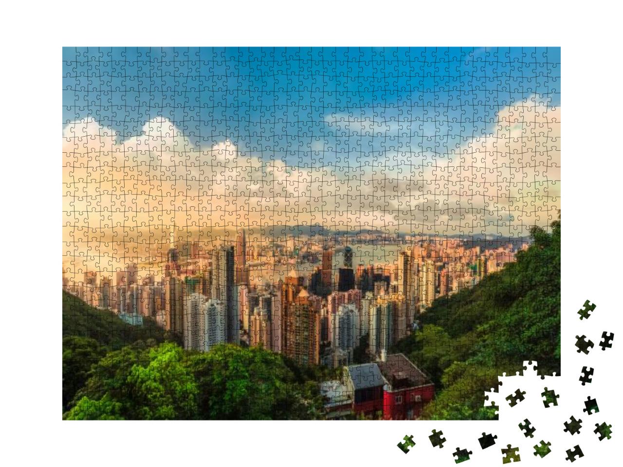 Puzzle 1000 Teile „Sonnenuntergang über der Victoria-Bucht in Hongkong“