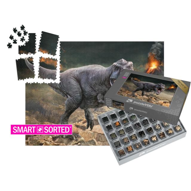 SMART SORTED® | Puzzle 1000 Teile „3D-Illustration des Tyrannosaurus rex“