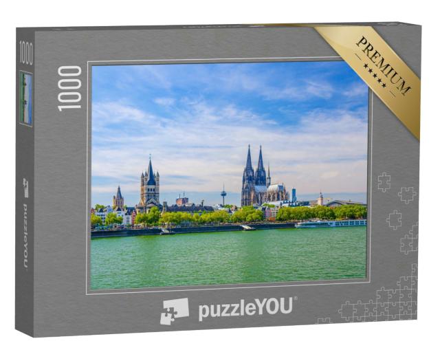 Puzzle 1000 Teile „Stadtzentrum mit Kölner Dom St. Peter am Rheinufer, Deutschland“