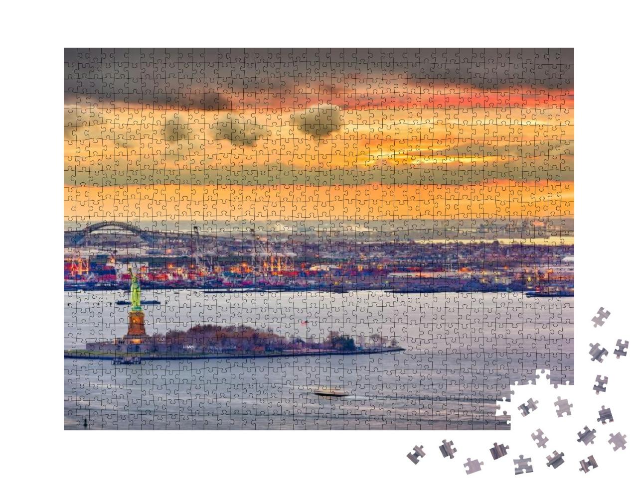 Puzzle 1000 Teile „New York Harbor mit der Freiheitsstatue, New York“