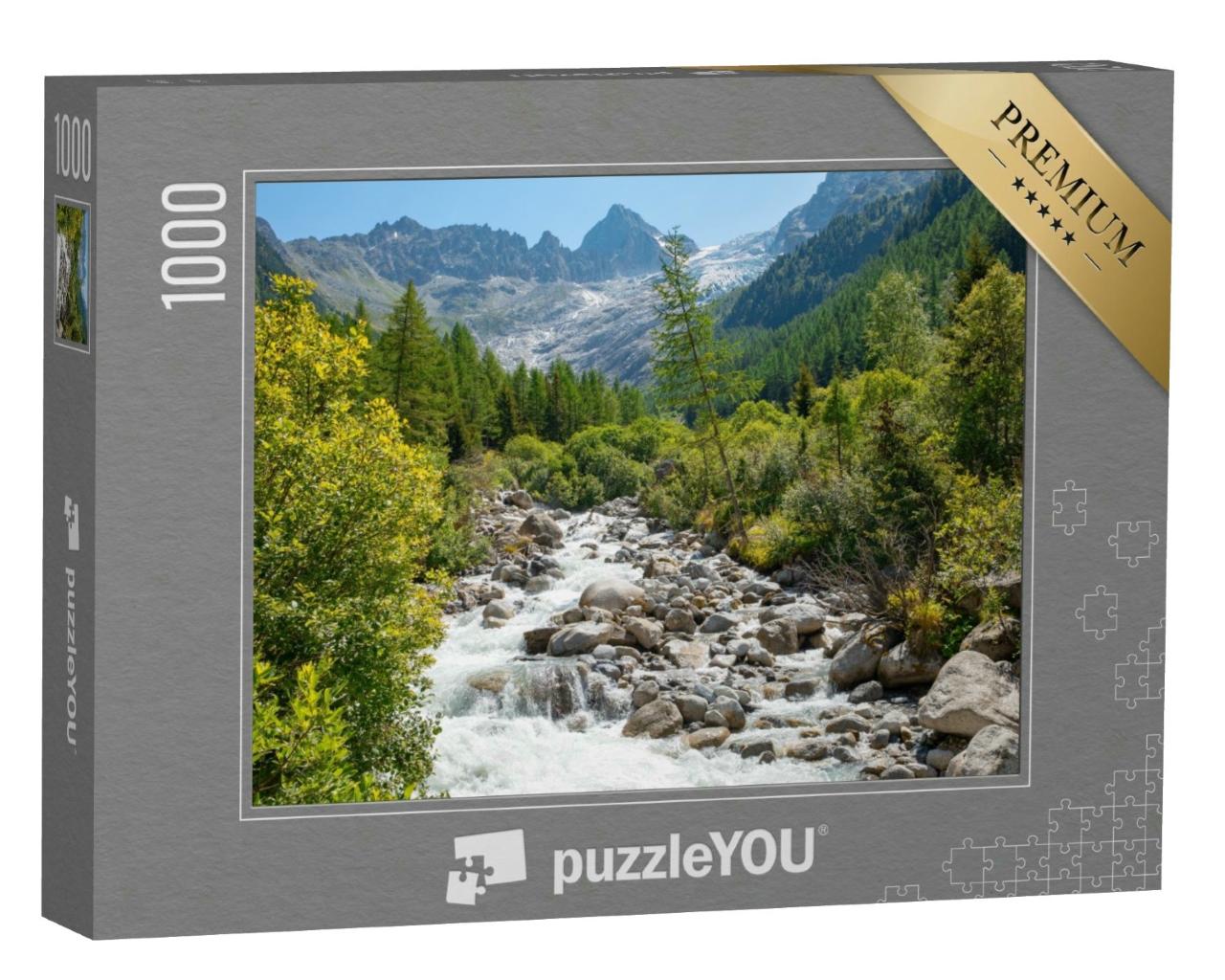 Puzzle 1000 Teile „Idyllisches Tal und Fluss Trient im Wallis, Schweiz“