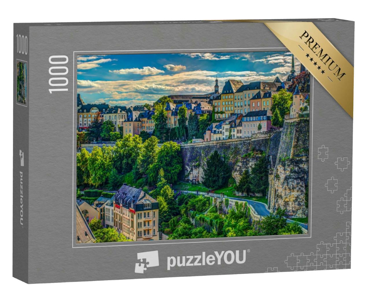 Puzzle 1000 Teile „Sommerliches Panorama: Stadt Luxemburg aus der Luft“