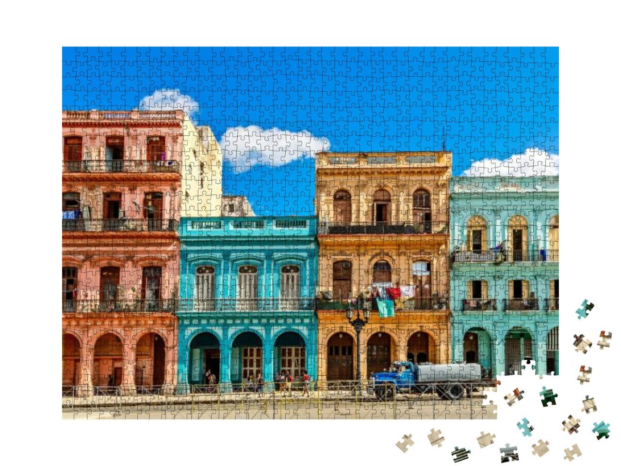 Puzzle 1000 Teile „Alte, bunte Häuser im Zentrum von Havanna, Kuba“