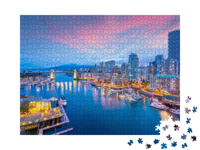 Puzzle 1000 Teile „Blick auf die Skyline von Vancouver bei Sonnenuntergang“