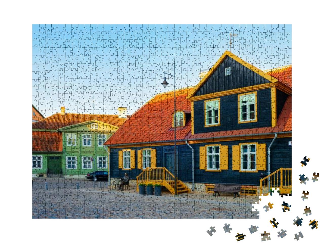 Puzzle 1000 Teile „Zentraler Platz von Kuldiga in Kurzeme, Westlettland“