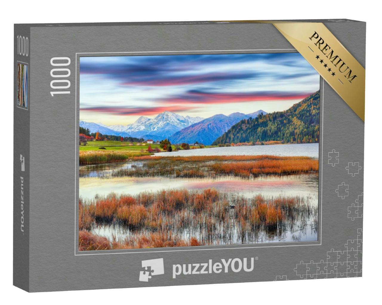 Puzzle 1000 Teile „Herbst über dem Haidersee mit der Ortlerspitze im Hintergrund“