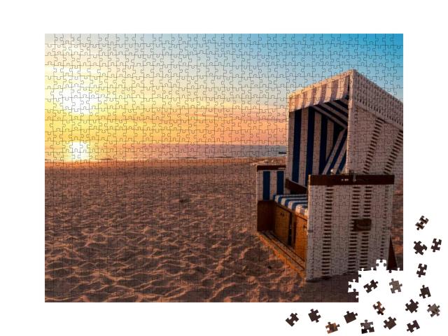 Puzzle 1000 Teile „Sylt: Nordseeufer und Strand bei Sonnenuntergang“
