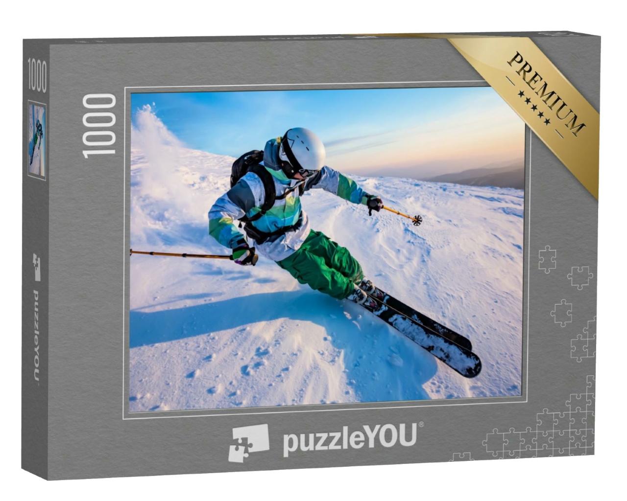 Puzzle 1000 Teile „Talabfahrt beim Skifahren“