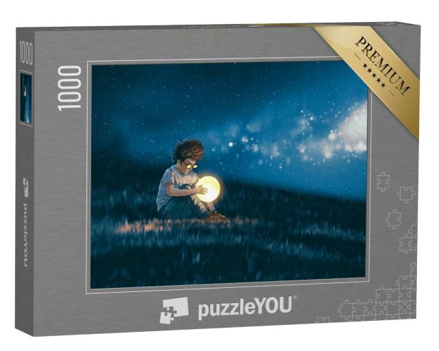 Puzzle 1000 Teile „Der Mond in den Händen eines staunenden Jungen“